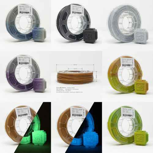 Silver / Gold Flake Color Change Master Set 3D Printing PLA Filament 8pcs