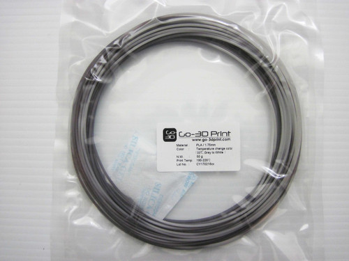 Temperature Color Changing Gray to White PLA 3D Printing Filament 1.75mm, 50g
