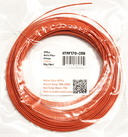 Proto-Pasta Matte Fiber HTPLA - Orange 3D Printing Filament 1.75mm (50g) Sample