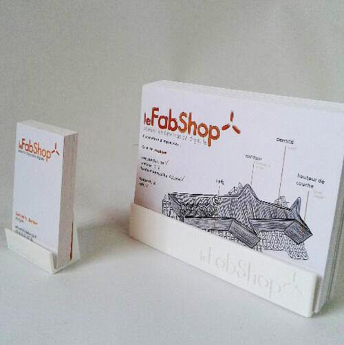 le FabShop business card and flyer holder